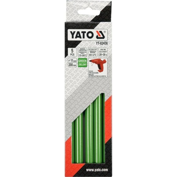 Стержни для клеевого пистолета 11x200 мм, 5 шт, зеленые YATO YT-82436 Стержни для клеевого пистолета 11x200 мм, 5 шт, зеленые YATO YT-82436
