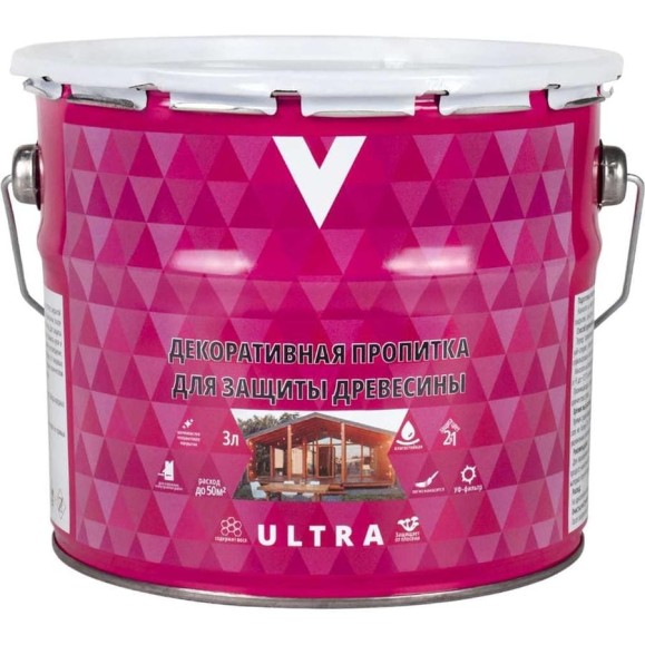 Декоративная пропитка V Ultra белая, 3 л 262212 Декоративная пропитка V Ultra белая, 3 л 262212