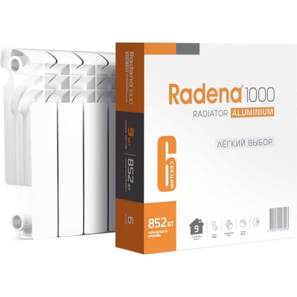 Алюминиевый радиатор Radena R 1000 350/100 6 секций 008010303 Алюминиевый радиатор Radena R 1000 350/100 6 секций 008010303