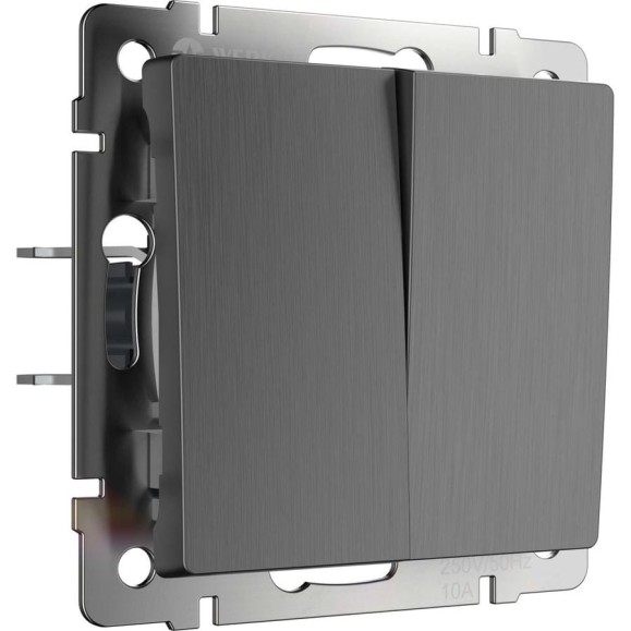 Проходной двухклавишный выключатель Werkel WL04 SW 2G 2W графит риф a046617 Проходной двухклавишный выключатель Werkel WL04 SW 2G 2W графит риф a046617