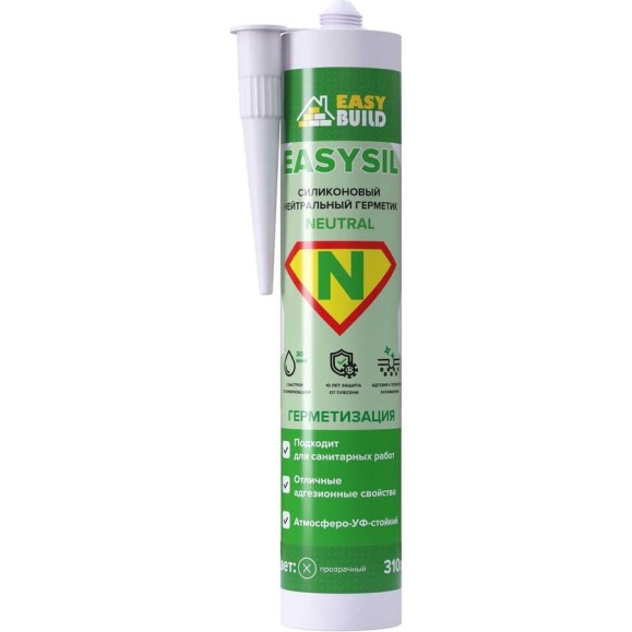 Герметик EasyBuild силиконовый нейтральный Easysil Neutral, прозрачный, 310мл 10009