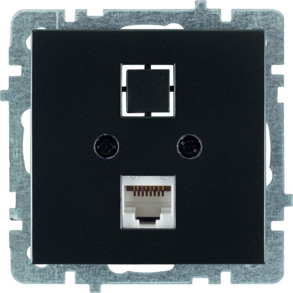 Механизм 1-местной компьютерной розетки Nilson СУ, RJ45 САТ6, TOURAN-ALEGRA-THOR, metallic, матовый черный 24380445