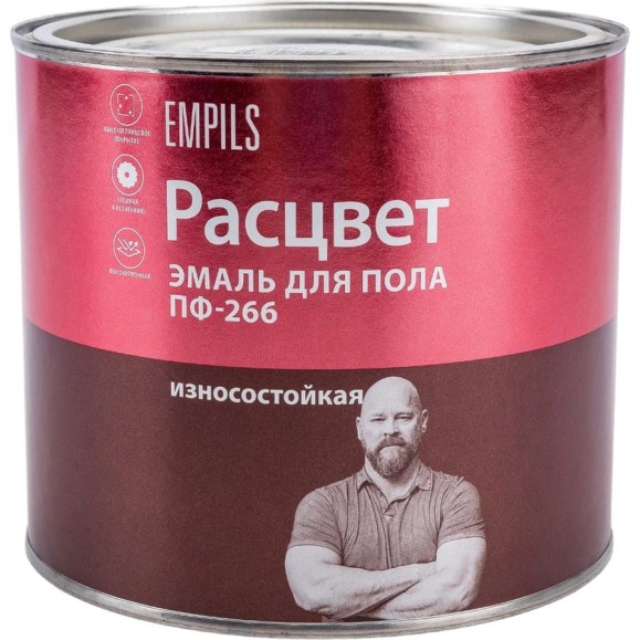 Эмаль для пола Расцвет красно-коричневая, 1.9 кг 10623 Эмаль для пола Расцвет красно-коричневая, 1.9 кг 10623