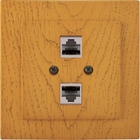 2-местная компьютерная розетка Nilson СУ, RJ45 CAT6, TOURAN WOOD, дуб 24251046
