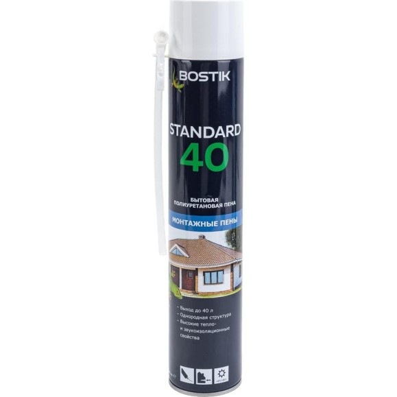 Полиуретановая бытовая пена BOSTIK Standard 40, 500 мл 10216 Полиуретановая бытовая пена BOSTIK Standard 40, 500 мл 10216