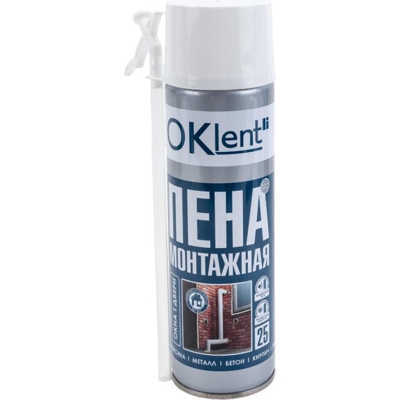 Пена бытовая монтажная OKlent 25 650 мл 380 гр 00000431650 Пена бытовая монтажная OKlent 25 650 мл 380 гр 00000431650