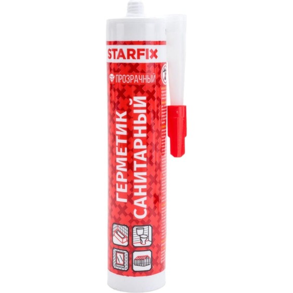 Санитарный силиконовый Герметик STARFIX Sanitary Silicone бесцветный, 300 мл SM-57867 Санитарный силиконовый Герметик STARFIX Sanitary Silicone бесцветный, 300 мл SM-57867