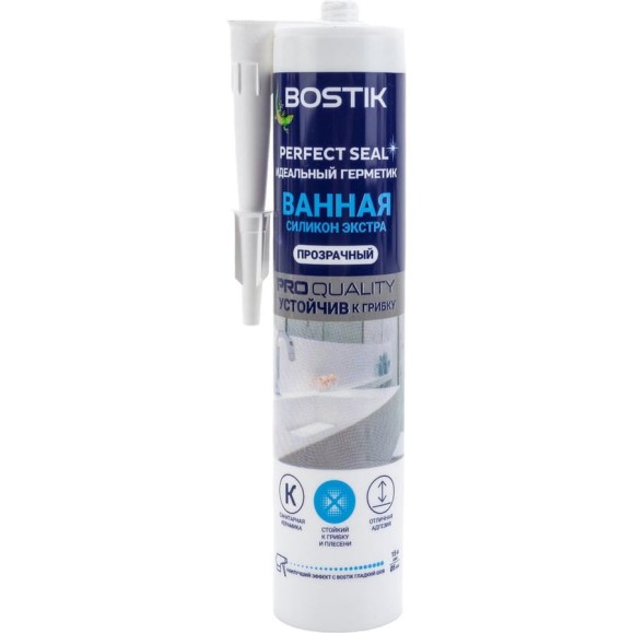Идеальный герметик Bostik Perfect Seal Ванная Силикон Экстра прозрачный, 280 мл BOK638615P Идеальный герметик Bostik Perfect Seal Ванная Силикон Экстра прозрачный, 280 мл BOK638615P
