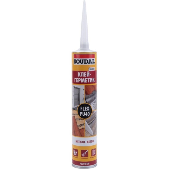 Герметик-клей Soudal FLEX PU 40 FC белый 300 мл 137853 Герметик-клей Soudal FLEX PU 40 FC белый 300 мл 137853