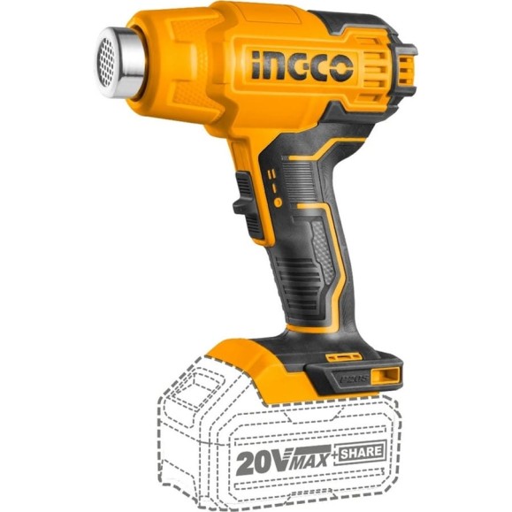 Аккумуляторный фен INGCO INDUSTRIAL 20 В, без АКБ и ЗУ HGLI2002 Аккумуляторный фен INGCO INDUSTRIAL 20 В, без АКБ и ЗУ HGLI2002