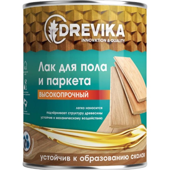 Паркетный лак Drevika глянцевый, 1.8 кг 250189 Паркетный лак Drevika глянцевый, 1.8 кг 250189