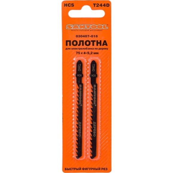 Полотна по дереву 75x4,0 мм, тип T244D, 2 шт. SANTOOL 030407-016 Полотна по дереву 75x4,0 мм, тип T244D, 2 шт. SANTOOL 030407-016