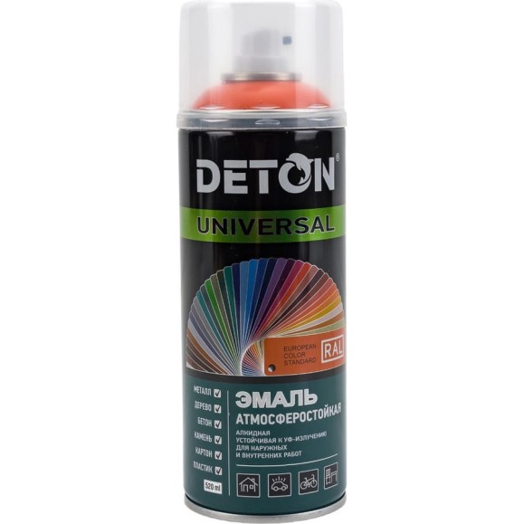 Аэрозольная эмаль Deton универсальная Оранжевая RAL 2009 UNIVERSAL 520 мл 126909 DTN-A46795