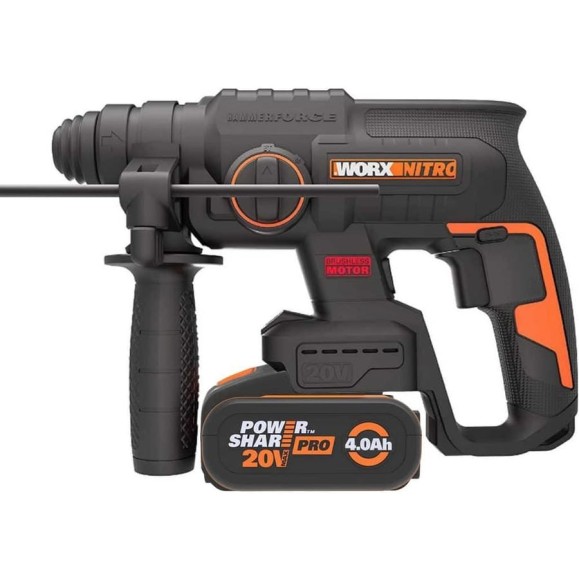 Аккумуляторный бесщеточный перфоратор WORX 20В, 4Ач x1, ЗУ 2А, кейс WX381 Аккумуляторный бесщеточный перфоратор WORX 20В, 4Ач x1, ЗУ 2А, кейс WX381