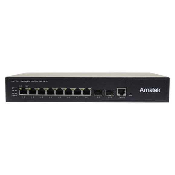 Управляемый L2+ коммутатор Amatek AN-SGM10P8A на 10 GE портов 7000680 Управляемый L2+ коммутатор Amatek AN-SGM10P8A на 10 GE портов 7000680