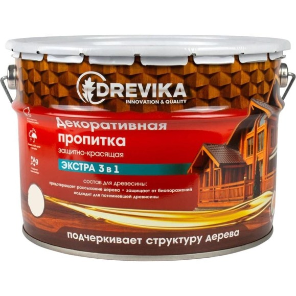Декоративная пропитка Drevika экстра 3 в 1 палисандр, 9 л 255350