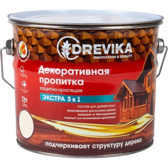 Декоративная пропитка Drevika экстра 3 в 1 олива, 3 л 255388 Декоративная пропитка Drevika экстра 3 в 1 олива, 3 л 255388