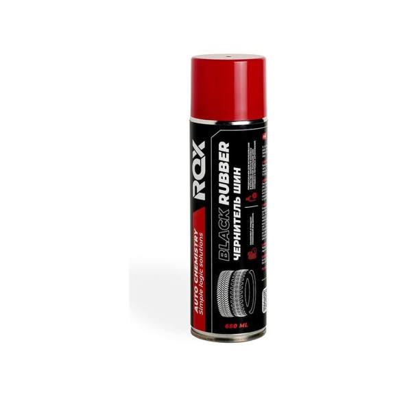 Чернитель шин резины покрышек ROX BLACK RUBBER аэрозольный баллон 650 мл R180 Чернитель шин резины покрышек ROX BLACK RUBBER аэрозольный баллон 650 мл R180