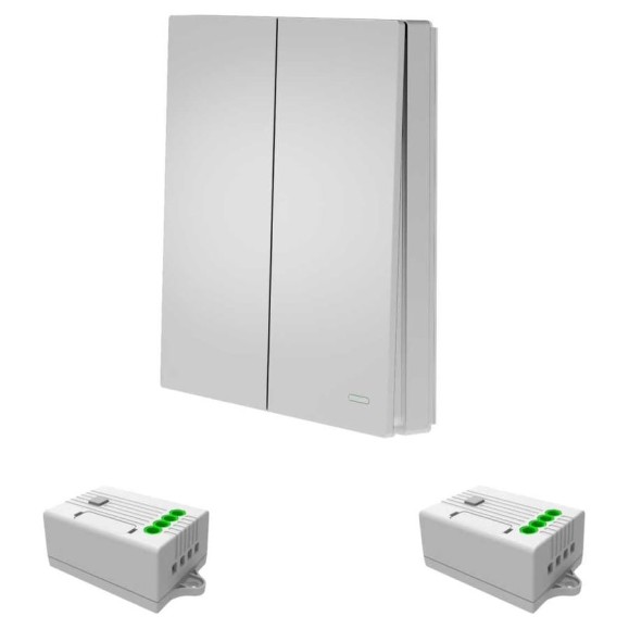 Умный беспроводной выключатель GRITT Evolution 2-клавишный серебристый, IP67, комплект: 1 выкл., 2 реле 1000Вт 433 + WiFi с управлением со смартфона 14149 Умный беспроводной выключатель GRITT Evolution 2-клавишный серебристый, IP67, комплект: 1 выкл., 2 реле 1000Вт 433 + WiFi с управлением со смартфона 14149