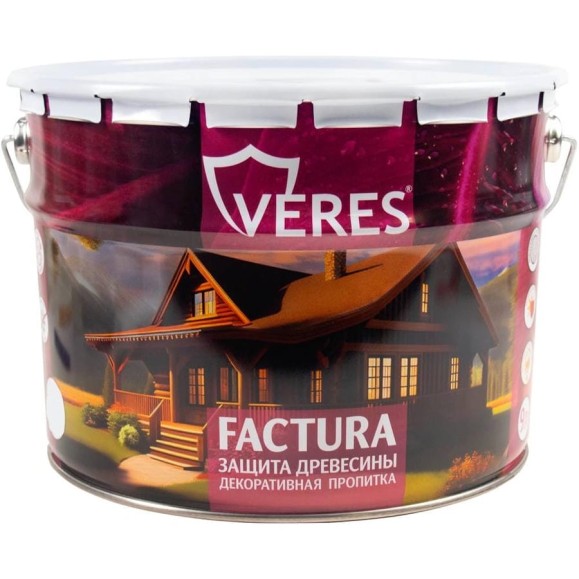 Декоративная пропитка для дерева VERES Factura полуматовая, 9 л, сосна 262245 Декоративная пропитка для дерева VERES Factura полуматовая, 9 л, сосна 262245