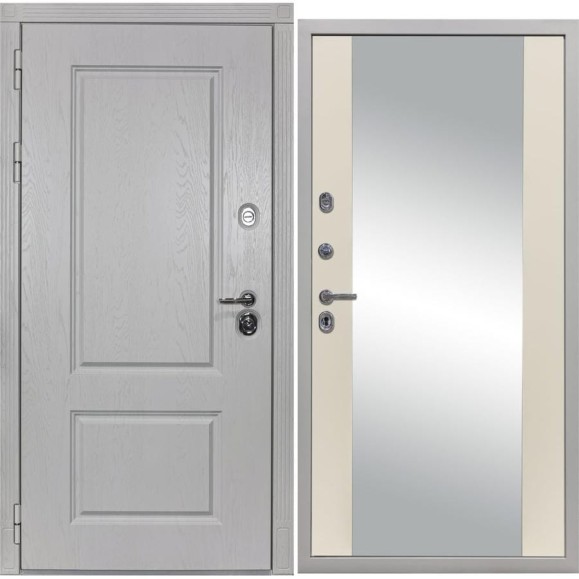 Входная дверь DIVA STR МХ-9 зеркало, 2050x860 мм, левая, Альберо браш грей - Д15 Софт шампань УТ-00080564