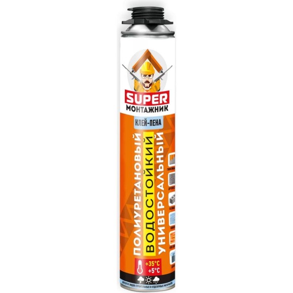 Клей-пена универсальная профессиональная SUPER МОНТАЖНИК лето 780 г SM78S14 Клей-пена универсальная профессиональная SUPER МОНТАЖНИК лето 780 г SM78S14