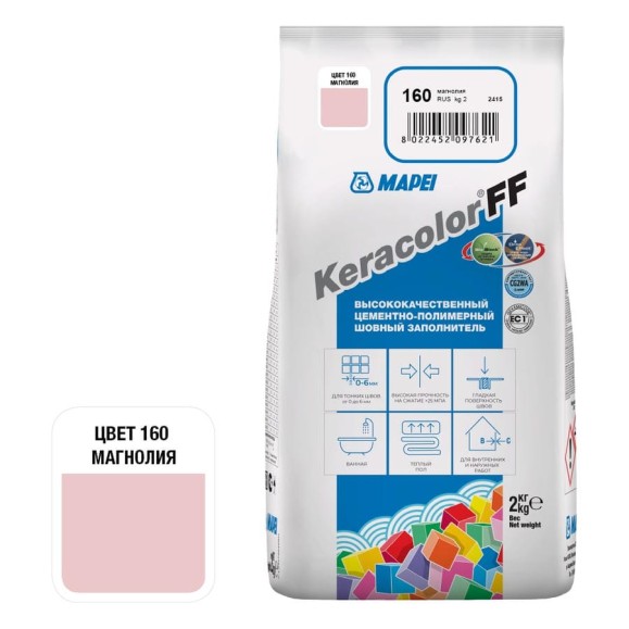 Затирка MAPEI KERACOLOR FF № 160, 2 кг, магнолия 5QA016002A Затирка MAPEI KERACOLOR FF № 160, 2 кг, магнолия 5QA016002A