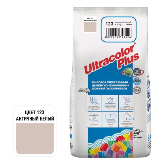 Затирка MAPEI ULTRACOLOR PLUS № 123, 2 кг, античный белый 60012302A Затирка MAPEI ULTRACOLOR PLUS № 123, 2 кг, античный белый 60012302A