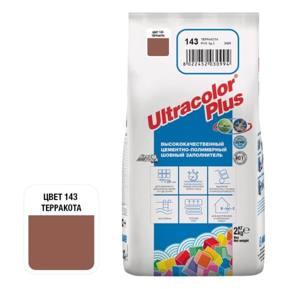 Затирка MAPEI ULTRACOLOR PLUS № 143, 2 кг, терракоттовый 6014302A Затирка MAPEI ULTRACOLOR PLUS № 143, 2 кг, терракоттовый 6014302A