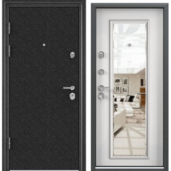 Металлическая входная дверь для квартиры Torex Ultimatum 950x2070 мм, левая, зеркало, черный/белый 2000002266259 Металлическая входная дверь для квартиры Torex Ultimatum 950x2070 мм, левая, зеркало, черный/белый 2000002266259