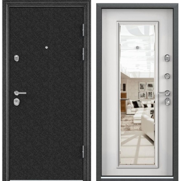 Металлическая входная дверь для квартиры Torex Ultimatum 950x2070 мм, правая, зеркало, черный/белый 2000002576457