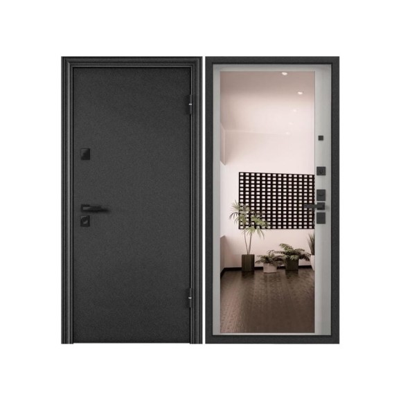 Металлическая входная дверь для квартиры Torex Ultimatum-M 950x2100 мм, правая, зеркало, черный/белый 2000005898990 Металлическая входная дверь для квартиры Torex Ultimatum-M 950x2100 мм, правая, зеркало, черный/белый 2000005898990