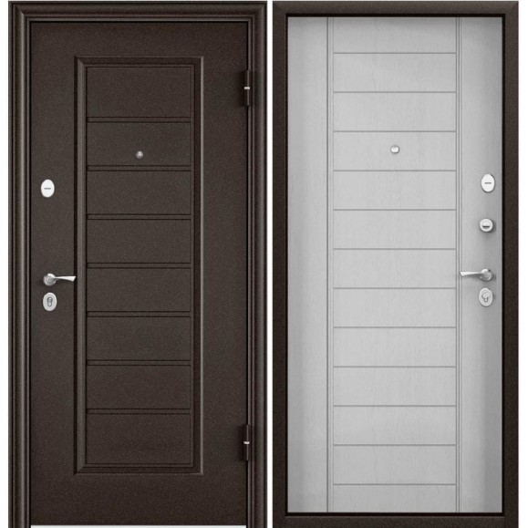 Металлическая входная дверь для квартиры Torex Flat-M 860x2050, правая, коричневый/белый 2000006125750