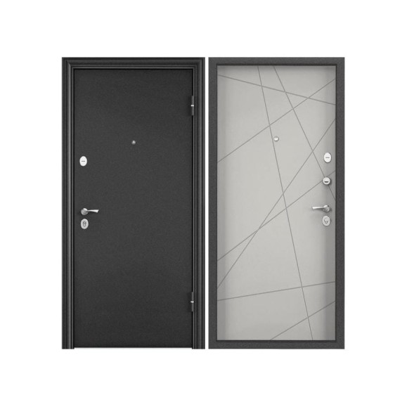 Металлическая входная дверь для квартиры Torex Flat-M 860x2050, правая, темно-серый/белый 2000006215291