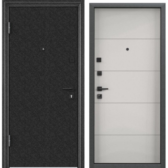Входная дверь для квартиры Torex Flat-M металлическая, 860x2050 мм, левая, черный/белый 2000005748264 Входная дверь для квартиры Torex Flat-M металлическая, 860x2050 мм, левая, черный/белый 2000005748264
