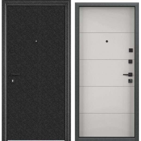 Входная дверь для квартиры Torex Flat-M металлическая, 860x2050 мм, правая, черный/белый 2000005748271