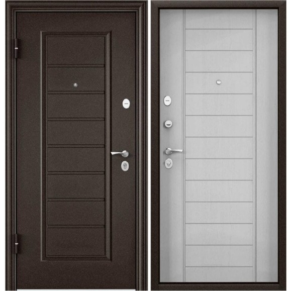 Входная дверь для квартиры Torex Flat-M металлическая, 860x2050 мм, левая, коричневый/белый 2000006125743 Входная дверь для квартиры Torex Flat-M металлическая, 860x2050 мм, левая, коричневый/белый 2000006125743