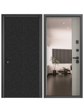Входная металлическая дверь для квартиры Torex Super Omega PRO 950x2070, правая, зеркало, черный/бежевый 2000006328991