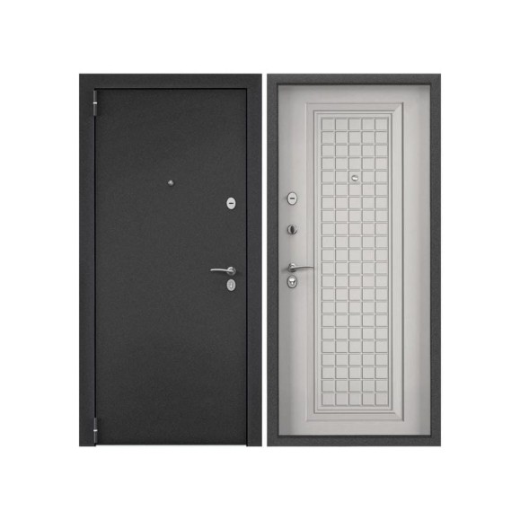 Металлическая входная дверь для квартиры Torex Terminal-D 950x2050 мм, левая, темно-серый/белый 2000006215338 Металлическая входная дверь для квартиры Torex Terminal-D 950x2050 мм, левая, темно-серый/белый 2000006215338