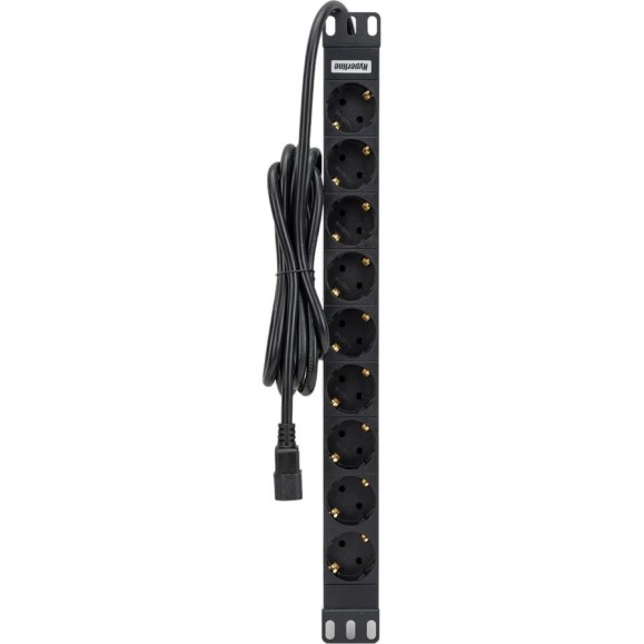 Горизонтальный блок розеток Hyperline SHT19-9SH-2.5IEC для 19'' шкафов, 9 розеток Schuko, 10A, 230 В, кабель питания, 1.5мм2, длина 2.5 м, с вилкой EC 320 C14, 482.6 мм x 44.4 мм x 44.4 мм Горизонтальный блок розеток Hyperline SHT19-9SH-2.5IEC для 19'' шкафов, 9 розеток Schuko, 10A, 230 В, кабель питания, 1.5мм2, длина 2.5 м, с вилкой EC 320 C14, 482.6 мм x 44.4 мм x 44.4 мм