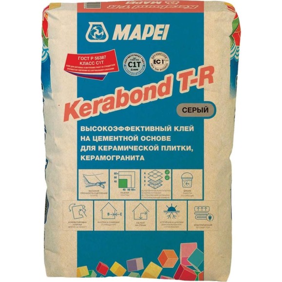 Плиточный клей MAPEI KERABOND T-R серый, 25 кг 001725 Плиточный клей MAPEI KERABOND T-R серый, 25 кг 001725