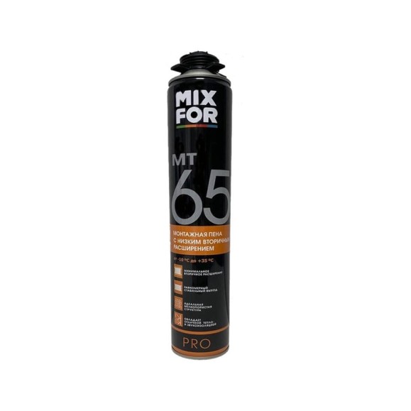 Монтажная профессиональная пена MIXFOR Foam Pro от -10 до +35 С, 750 мл МТ65 Монтажная профессиональная пена MIXFOR Foam Pro от -10 до +35 С, 750 мл МТ65