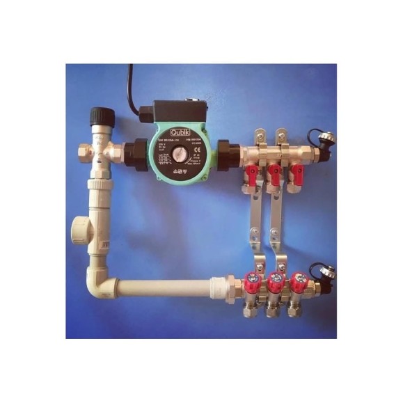 Насосно-смесительный узел для теплого пола Rvc до 70 м2 с коллекторами 4 выхода 13243