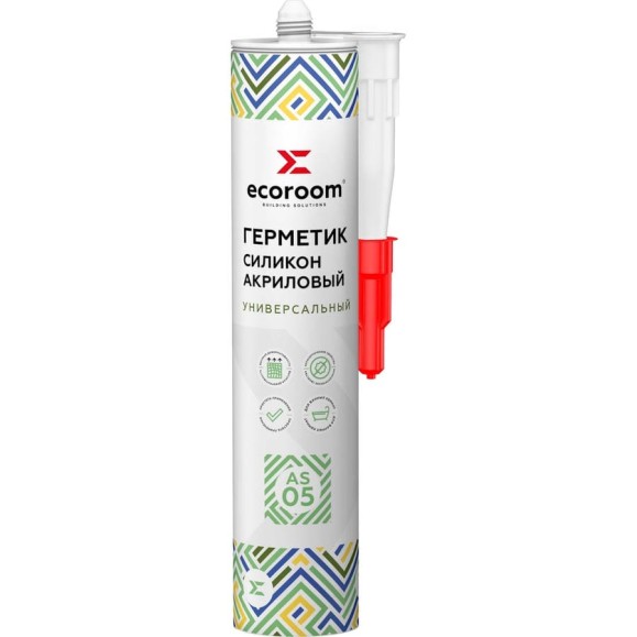 Силиконакриловый герметик ECOROOM AS-05 универсальный, белый, 310 мл 221-1-310