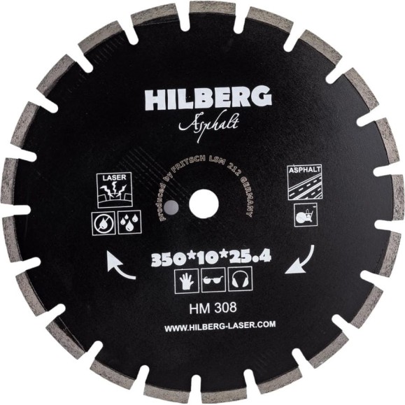 Диск алмазный отрезной Hilberg 350x25.4 Hard Materials Laser Asphalt HM308
