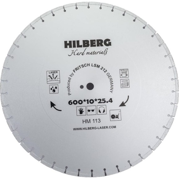 Диск алмазный отрезной Hilberg 600x25.4 Hard Materials Laser HM113