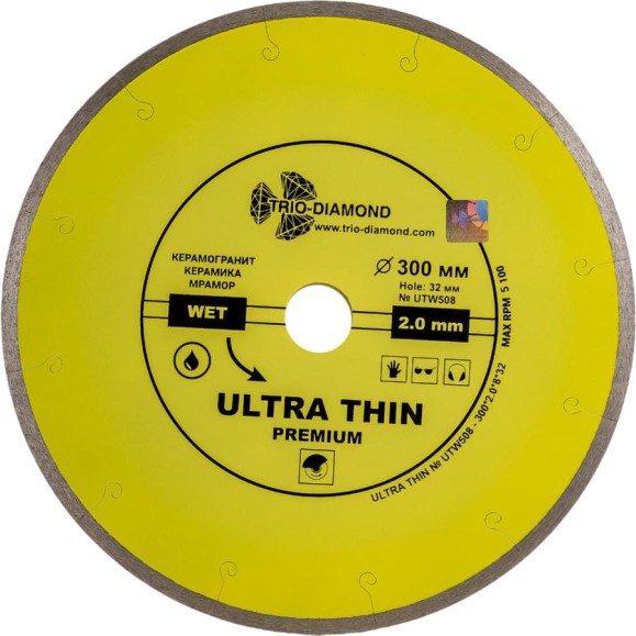 Диск алмазный отрезной TRIO-DIAMOND сплошной ультратонкий 300x32 Ultra Thin Premium UTW508 Диск алмазный отрезной TRIO-DIAMOND сплошной ультратонкий 300x32 Ultra Thin Premium UTW508
