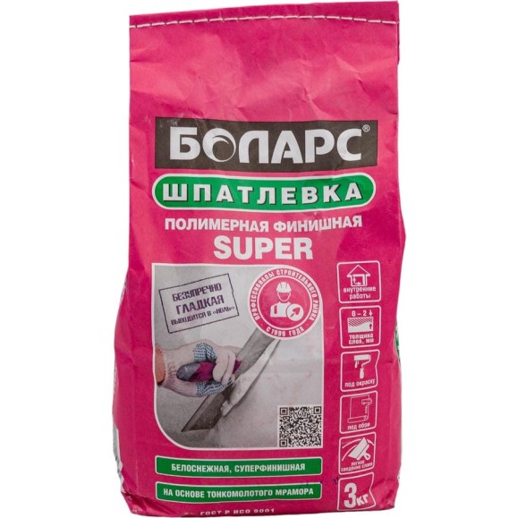 Шпатлевка финишная БОЛАРС SUPER, 2100, 3 кг 00000007466 Шпатлевка финишная БОЛАРС SUPER, 2100, 3 кг 00000007466