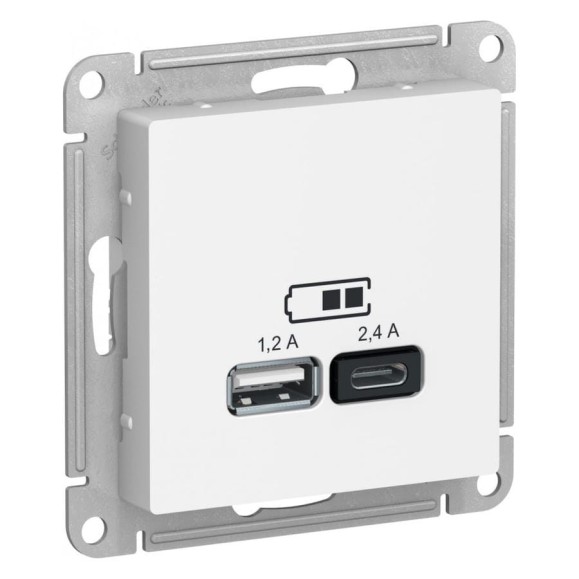 Механизм USB розетки Systeme Electric Atlasdesign лотос а+с, 5в/2,4 а, 2x5в/1,2 а ATN001339 Механизм USB розетки Systeme Electric Atlasdesign лотос а+с, 5в/2,4 а, 2x5в/1,2 а ATN001339