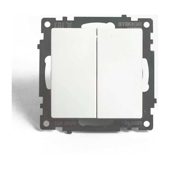2-клавишный переключатель STEKKER (механизм), gls10-7107-01 , 250v, 10а, серия катрин, белый, 49166 2-клавишный переключатель STEKKER (механизм), gls10-7107-01 , 250v, 10а, серия катрин, белый, 49166